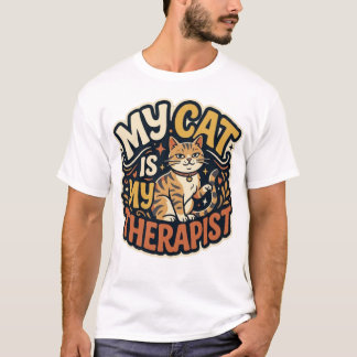 Mijn kat is mijn therapeut Funny Cat Lover Retro T T-shirt