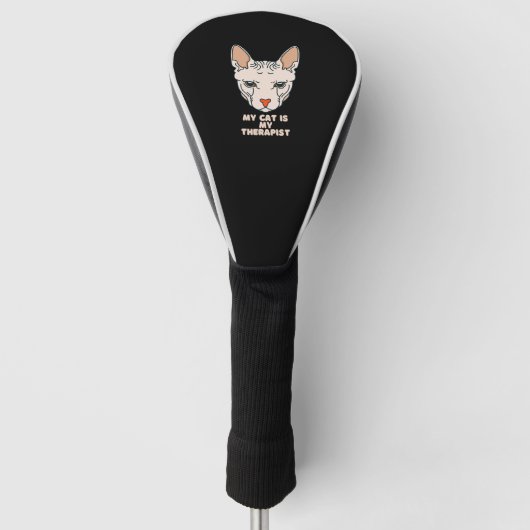 Mijn kat is mijn therapeut golfheadcover (Voorkant)