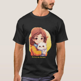 Mijn kat is mijn therapeut – Knuffelkat T-shirt