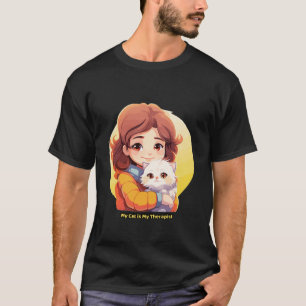 Mijn kat is mijn therapeut – Knuffelkat T-shirt