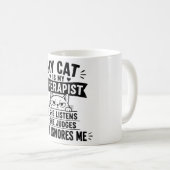 Mijn kat is mijn therapeut mok | Grappige kattenli (Voorkant rechts)