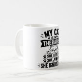 Mijn kat is mijn therapeut mok | Grappige kattenli (Voorkant links)