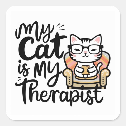 Mijn kat is mijn Therapeut Schattige Sticker (Voorkant)