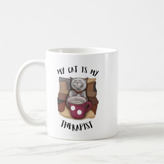 Mijn kat is mijn Therapist. Koffiekat Koffiemok (Links)