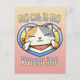 Mijn kat is mijn Valentijn Calico Cat Feestdagenkaart