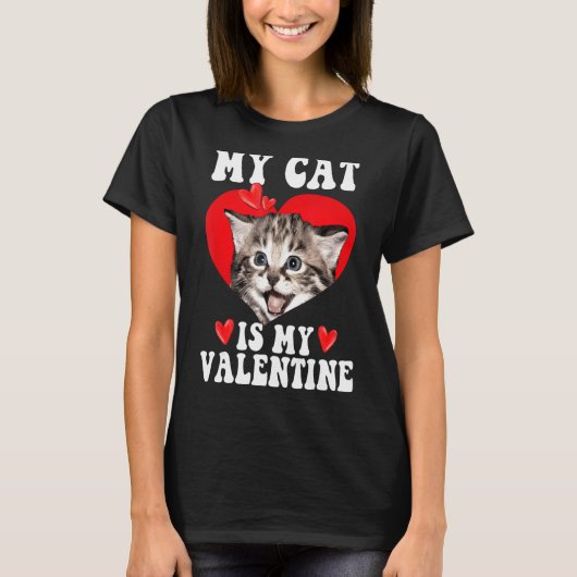 Mijn kat is mijn Valentijn Cat Kitten Lovers Kind T-shirt (Voorkant)