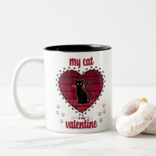 Mijn kat is mijn Valentijn Cute valentijn gift Tweekleurige Koffiemok