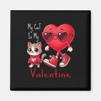Mijn kat is mijn Valentijn Funny Cat Lover Heart V Magneet