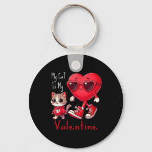 Mijn kat is mijn Valentijn grappige kattenliefhebb Sleutelhanger