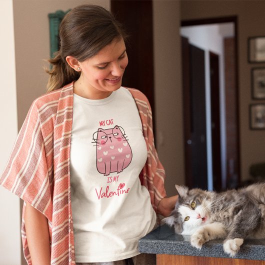 Mijn kat is mijn Valentijn grappige Valentijnsdag T-shirt
