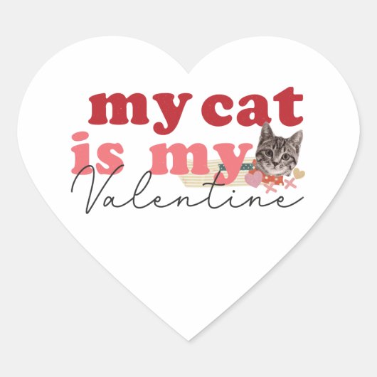 Mijn kat is mijn Valentijn Hart Sticker (Voorkant)
