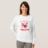 Mijn kat is mijn Valentijn | Kat Lover-Valentijnsd T-shirt (Voorkant volledig)
