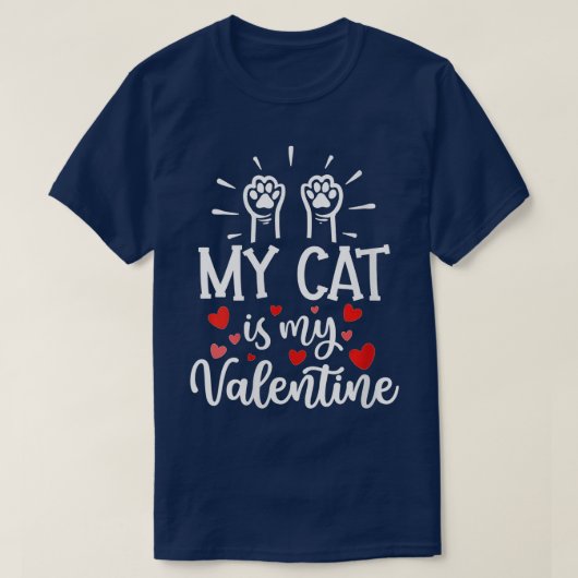 Mijn kat is mijn Valentijn Kitten Lover Heart V T-shirt (Design voorkant)