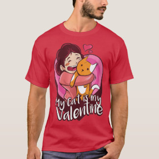 Mijn kat is mijn Valentijn Kitten Lover Heart V T-shirt