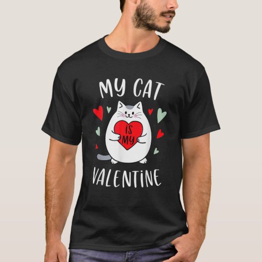 Mijn kat is mijn Valentijn Kitten Lover Heart Vale T-shirt (Voorkant)
