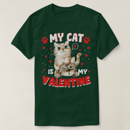 Mijn kat is mijn Valentijn Kitten Lover Heart Vale T-shirt (Design voorkant)