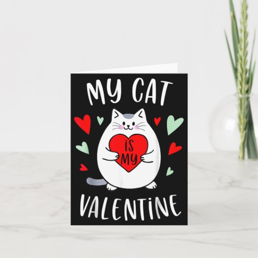 Mijn kat is mijn Valentijn Kittenliefhebber Hart V Kaart (Voorkant)