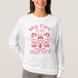Mijn kat is mijn Valentijn met lange mouwen T-shirt