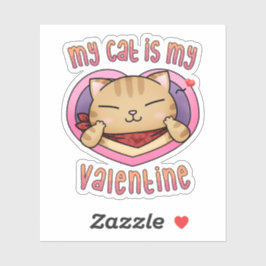 Mijn kat is mijn Valentijn Oranje tabby Sticker