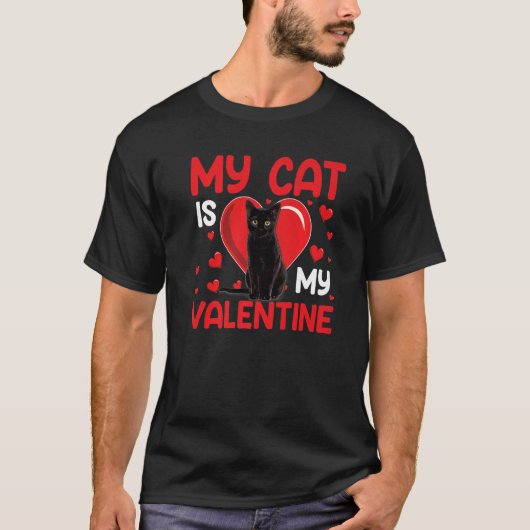 Mijn kat is mijn Valentijn Paw Heart Cat Eigenaar T-shirt (Voorkant)