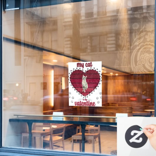 Mijn kat is mijn Valentijn Raamsticker (Cafe Raam)