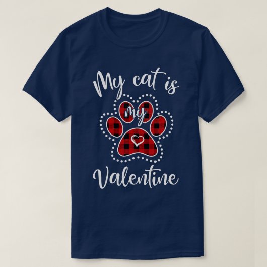 Mijn kat is mijn Valentijn Red Pset Cat Lover Vale T-shirt (Design voorkant)