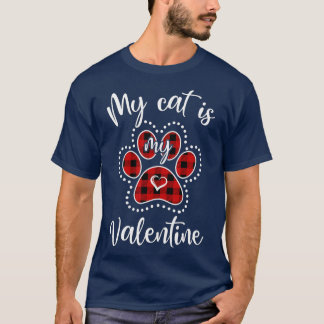 Mijn kat is mijn Valentijn Red Pset Cat Lover Vale T-shirt