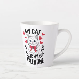 Mijn kat is mijn Valentijn - Schattige Cat Lover D Latte Mok