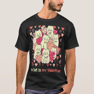 Mijn kat is mijn Valentijn Schattige Gele Kat Rode T-shirt
