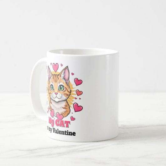 Mijn kat is mijn Valentijn Schattige grappig Koffiemok (Voorkant links)