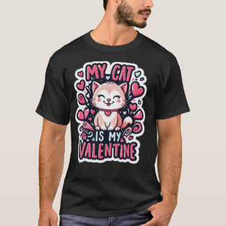 Mijn kat is mijn Valentijn Schattige kat Valentijn T-shirt