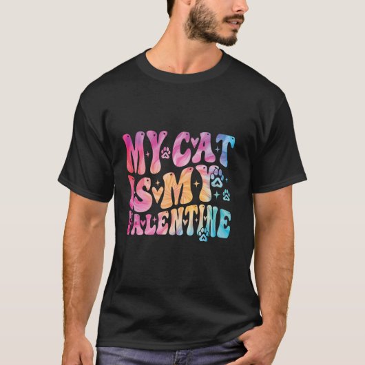 Mijn kat is mijn Valentijn Schattigee Valentijn da T-shirt (Voorkant)