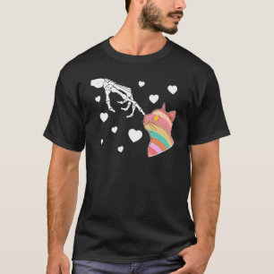 Mijn kat is mijn valentijn Skelet Hand Valentijnsd T-shirt