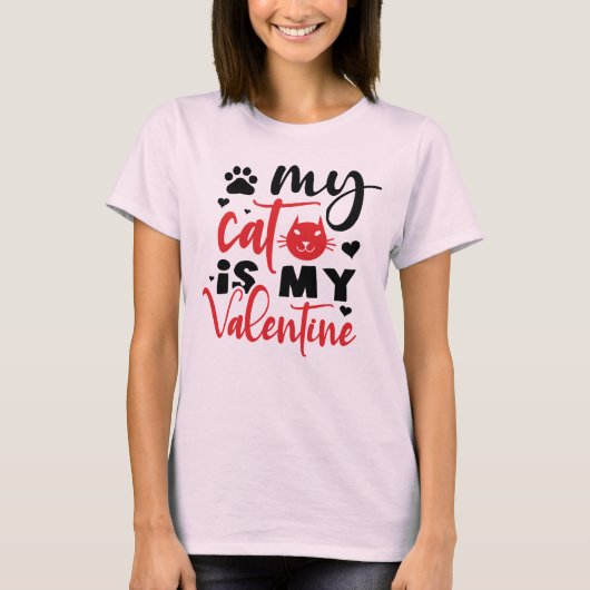 Mijn kat is mijn Valentijn T-shirt (Voorkant)
