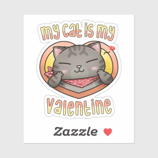 Mijn kat is mijn Valentijn Tabby Cat Sticker (Vel)