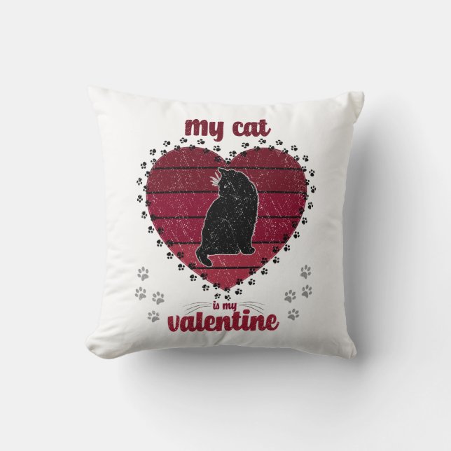 Mijn kat is mijn Valentijn | Valentijn geschenken  Kussen (Voorkant)