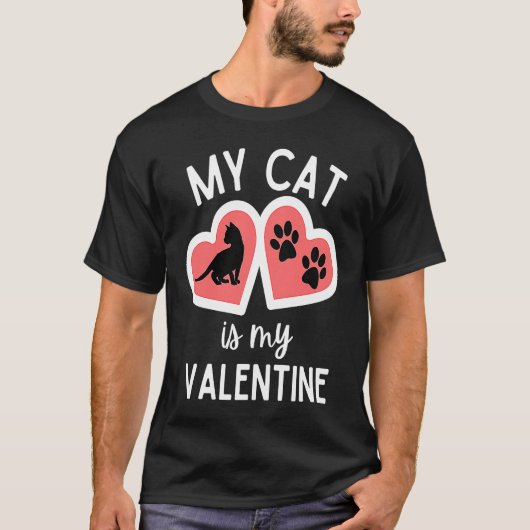 Mijn kat is mijn Valentijn  Valentijnsdag T-shirt (Voorkant)