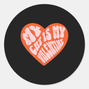 Mijn kat is mijn Valentijn, Vrouwen Mannen, Trendy Ronde Sticker