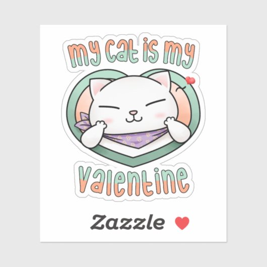 Mijn kat is mijn Valentijn witte kat Sticker (Vel)