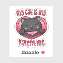 Mijn kat is mijn Valentijn zwarte kat Sticker