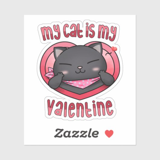 Mijn kat is mijn Valentijn zwarte kat Sticker (Vel)