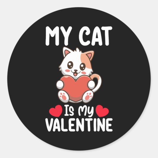 Mijn kat is mijn Valentijnsdag grappige huisdieren Ronde Sticker (Voorkant)