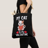 Mijn kat is mijn Valentijnsdag grappige huisdieren Tote Bag (Dichtbij)