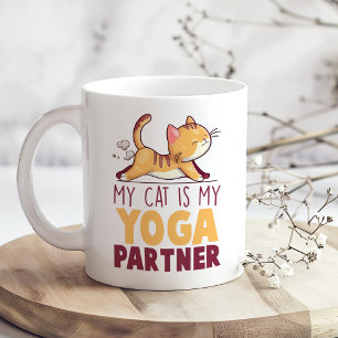 "Mijn kat is mijn yoga partner" Grappig Koffiemok