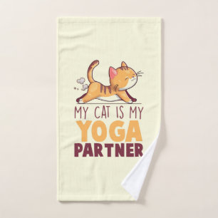 Mijn kat is mijn yoga partner - Stretching Cat Bad Handdoek