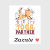 Mijn kat is mijn yoga partner - Stretching Cat Sticker (Vel)