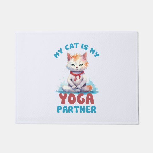 Mijn kat is mijn yogapartner - Schattige mediteren Deurmat (Voorkant)