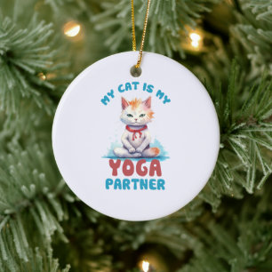 Mijn kat is mijn yogapartner - Schattige mediteren Keramisch Ornament