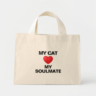 Mijn kat is mijn zielsverwant Rode Hart Kattenlief Mini Tote Bag