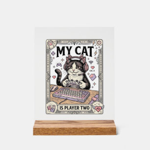 Mijn kat is speler twee kat gamer tech vintage vec acryl bord